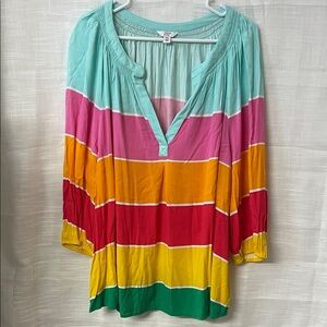 Crown & ivy Colorful Striped Women's Top 3X plus size